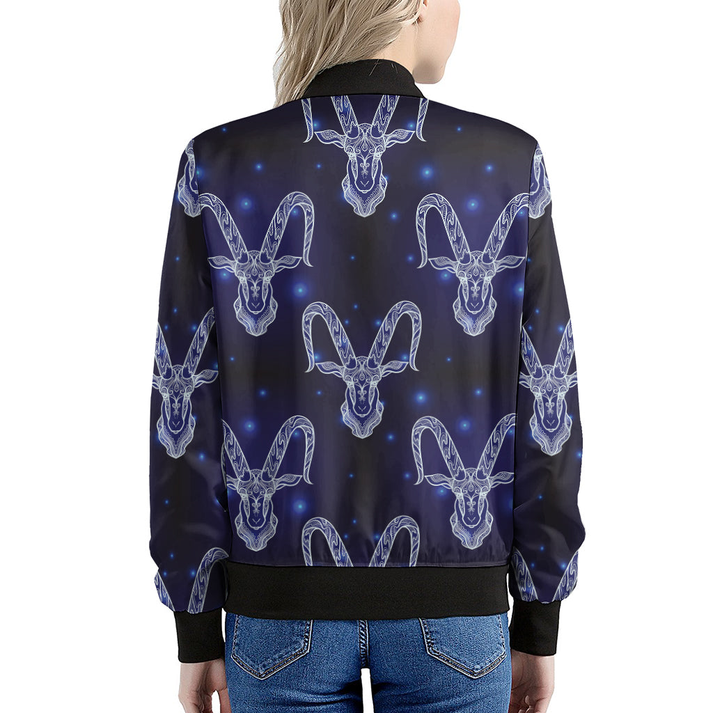 Astrology Capricorn Sign Print Women's Bomber Jacket