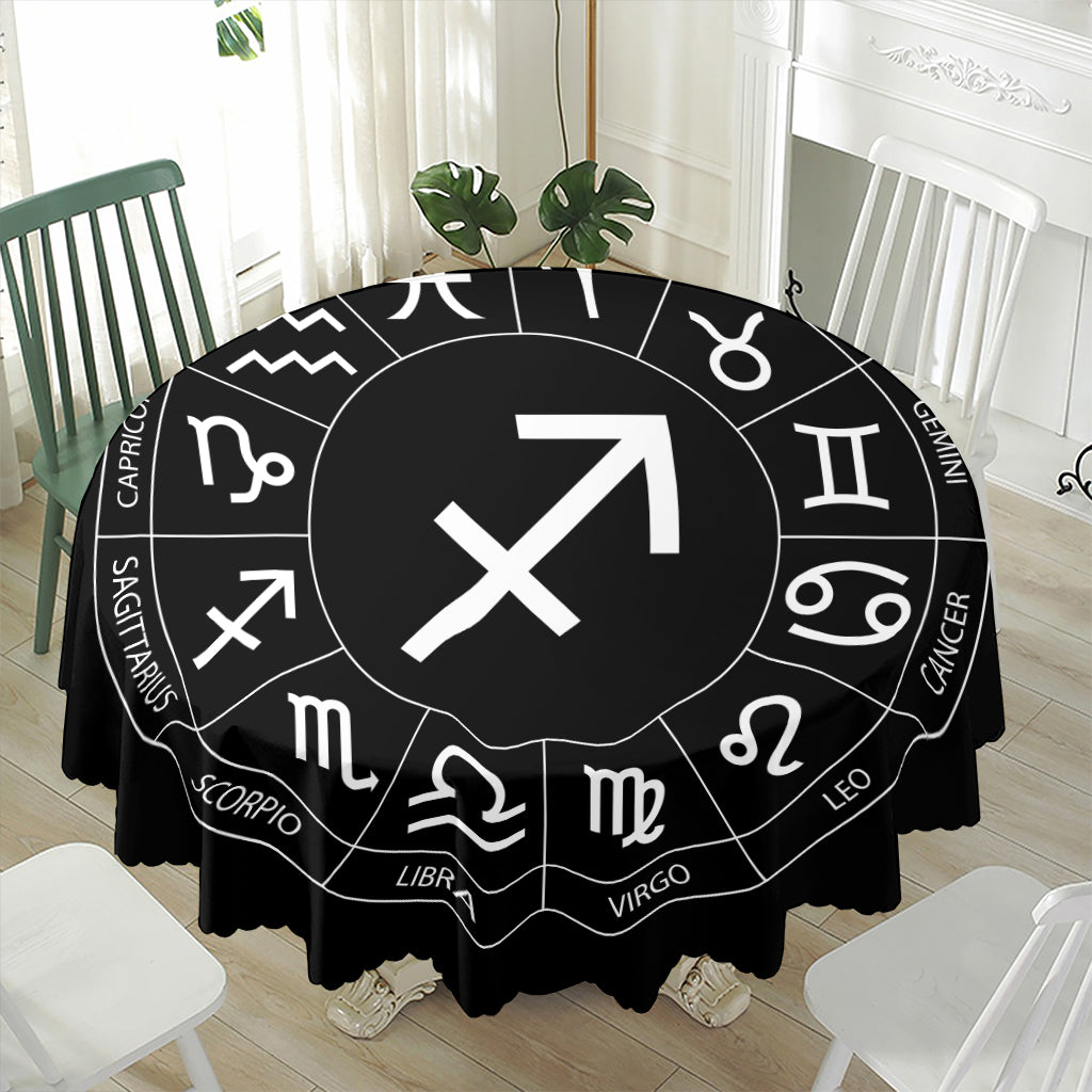 Astrology Sagittarius Sign Print Waterproof Round Tablecloth