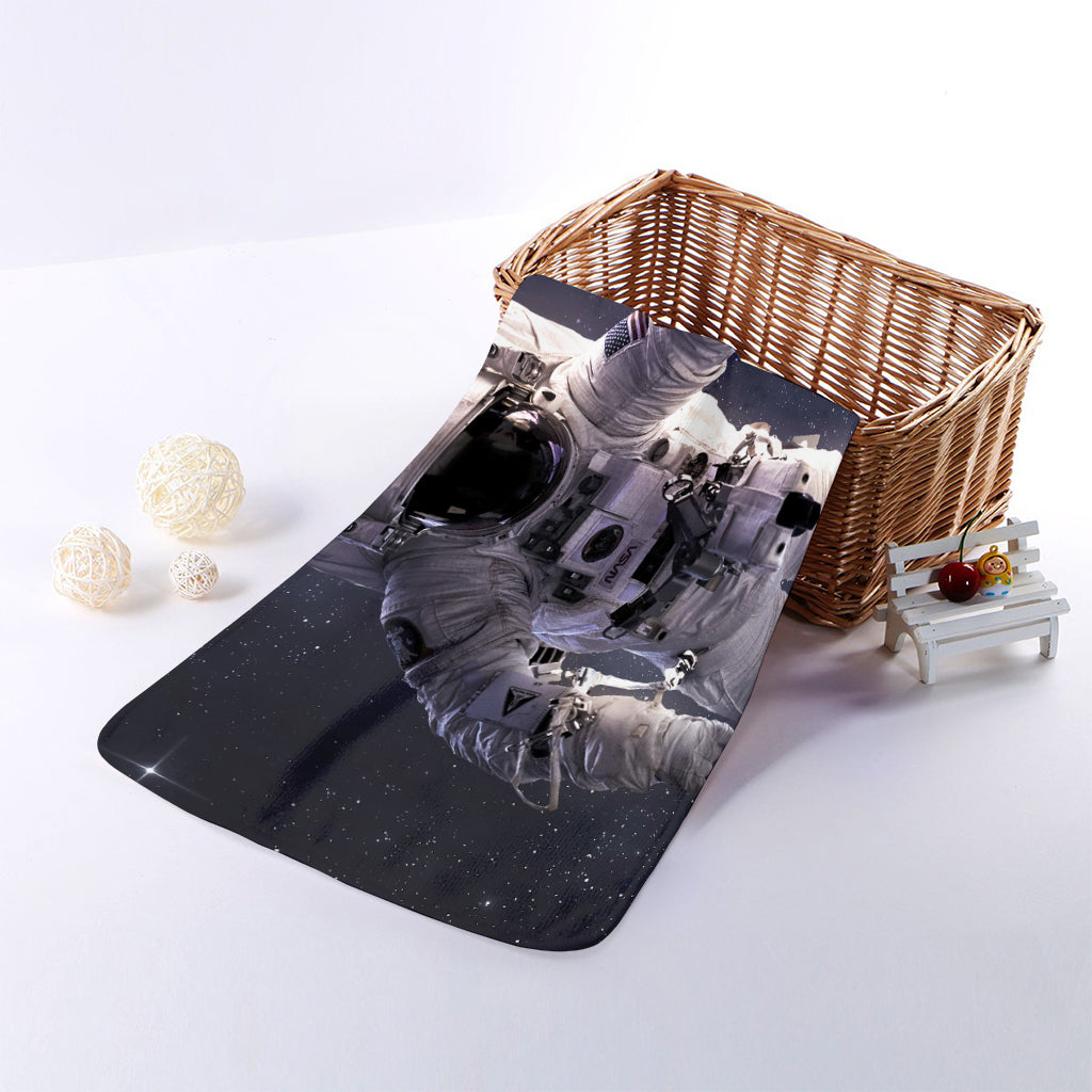 Astronaut Floating In Outer Space Print Towel