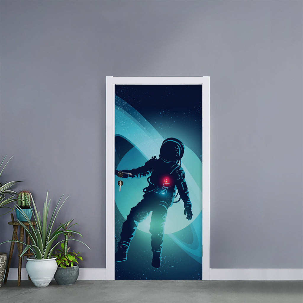 Astronaut Floating Through Space Print Door Sticker