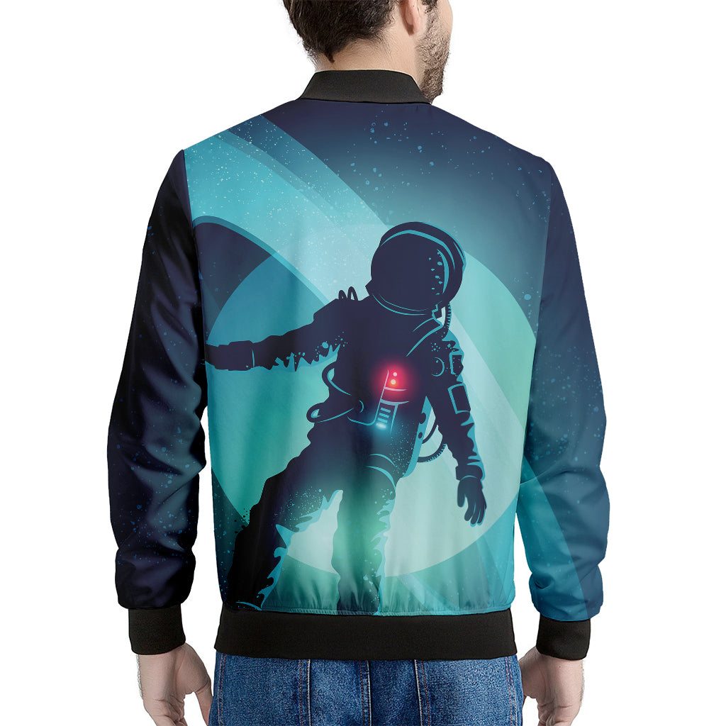 Astronaut Floating Through Space Print Men's Bomber Jacket