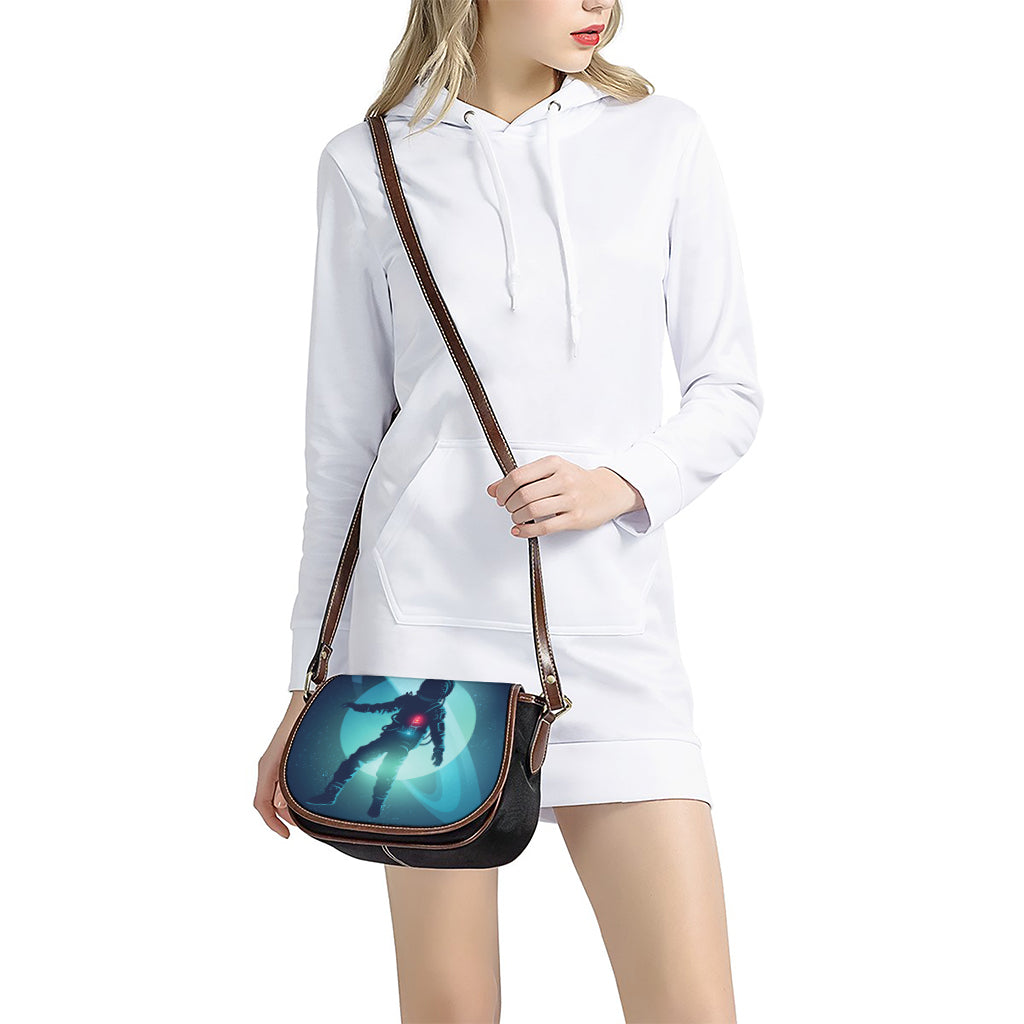 Astronaut Floating Through Space Print Saddle Bag