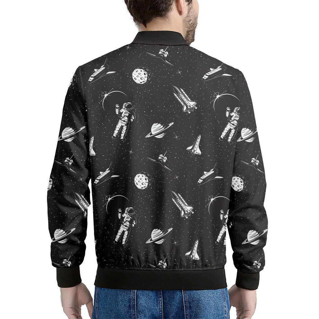 Astronaut In Space Pattern Print Men's Bomber Jacket