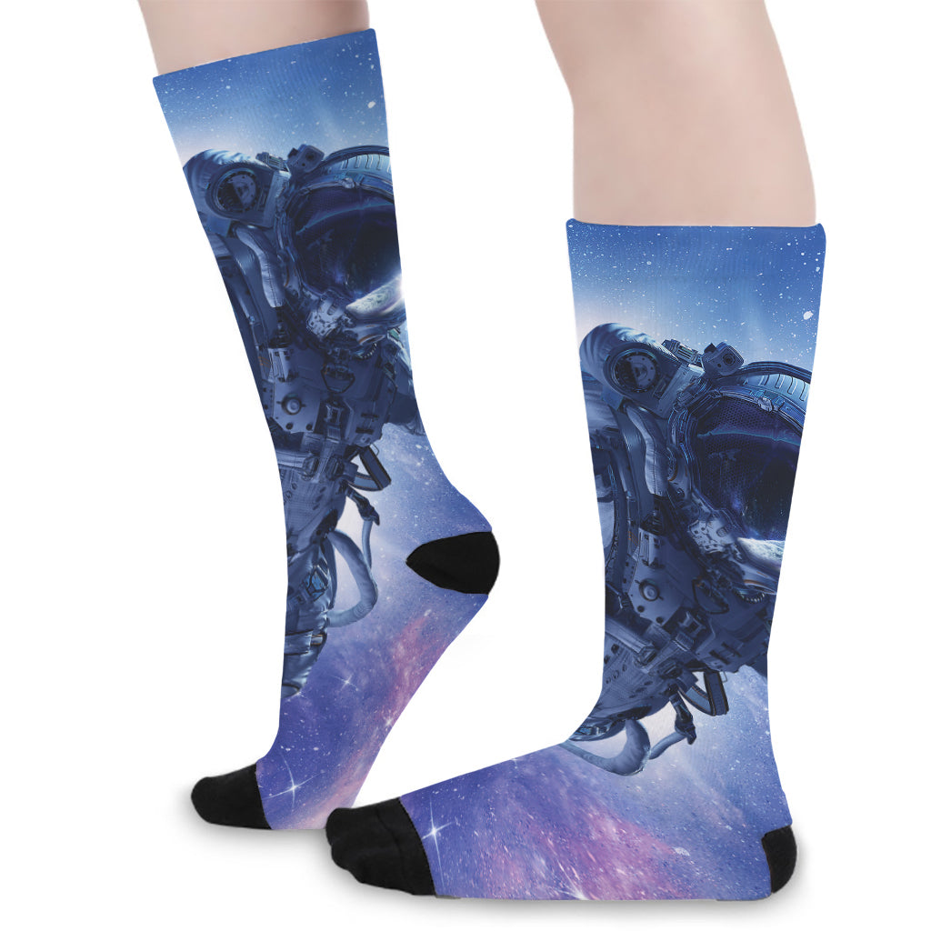 Astronaut On Space Mission Print Long Socks