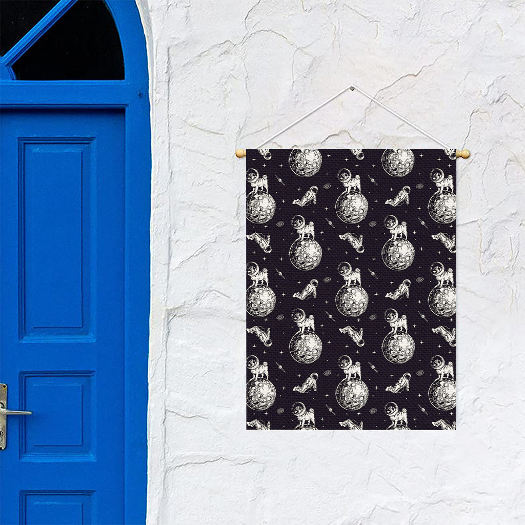 Astronaut Pug In Space Pattern Print Garden Flag