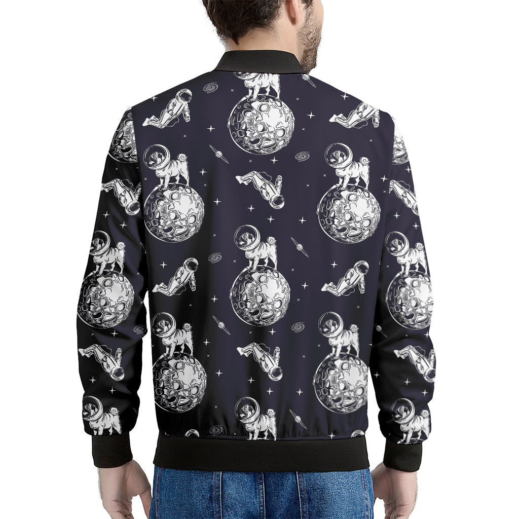 Astronaut Pug In Space Pattern Print Men's Bomber Jacket