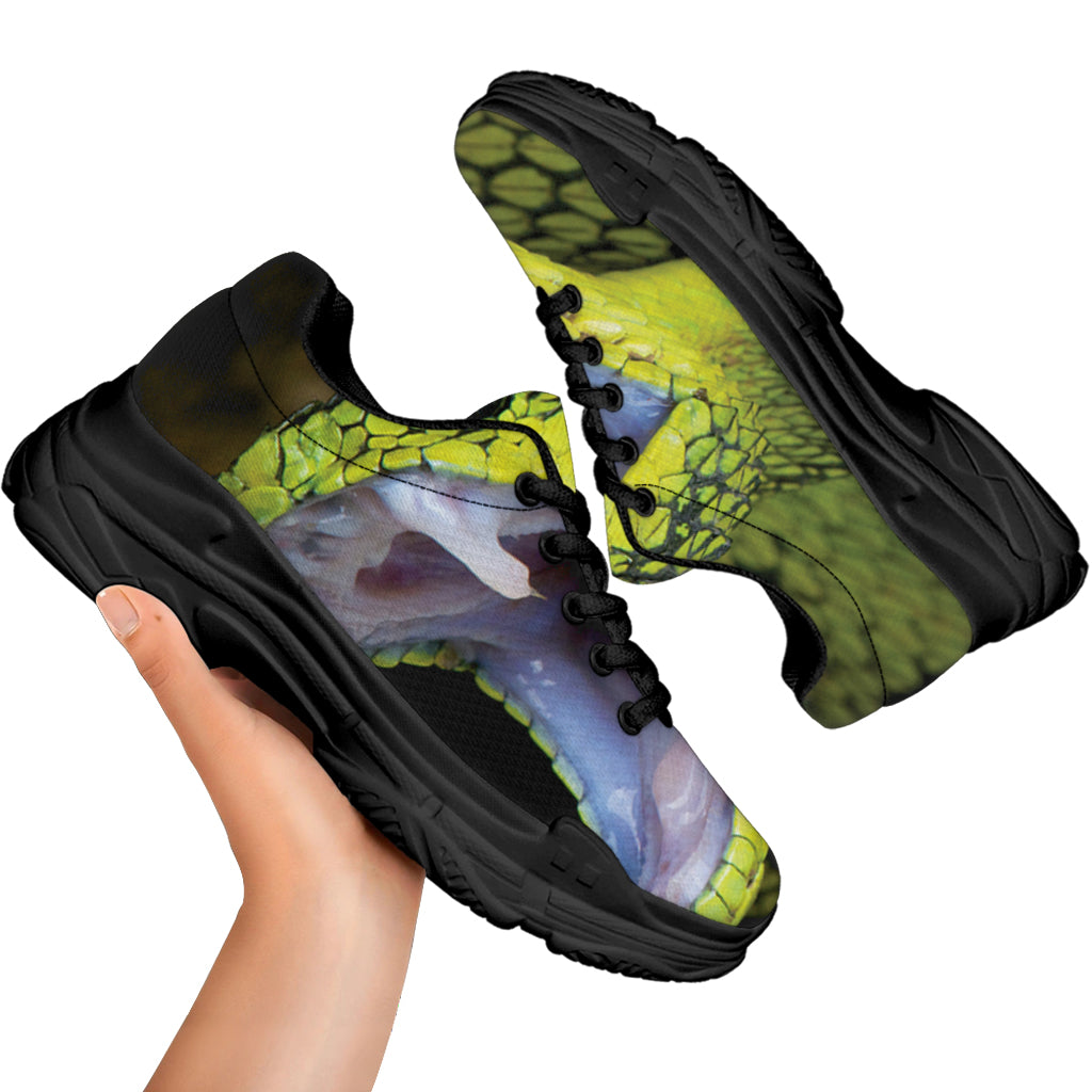 Atheris Nitschei Snake Print Black Chunky Shoes