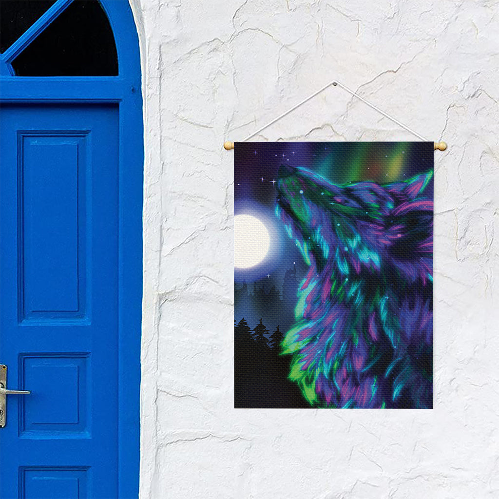 Aurora Howling Wolf Spirit Print Garden Flag