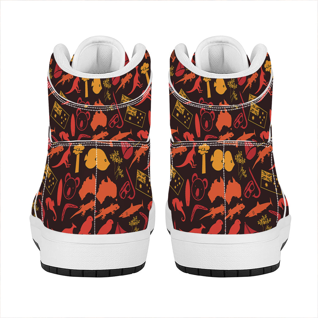 Australia Country Pattern Print High Top Leather Sneakers