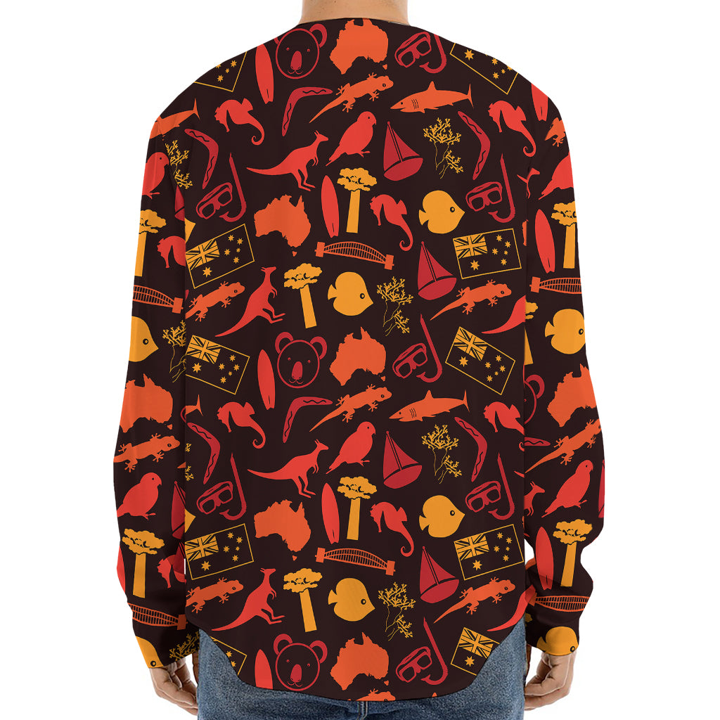 Australia Country Pattern Print Long Sleeve Baseball Jersey
