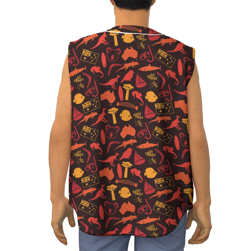 Australia Country Pattern Print Sleeveless Baseball Jersey