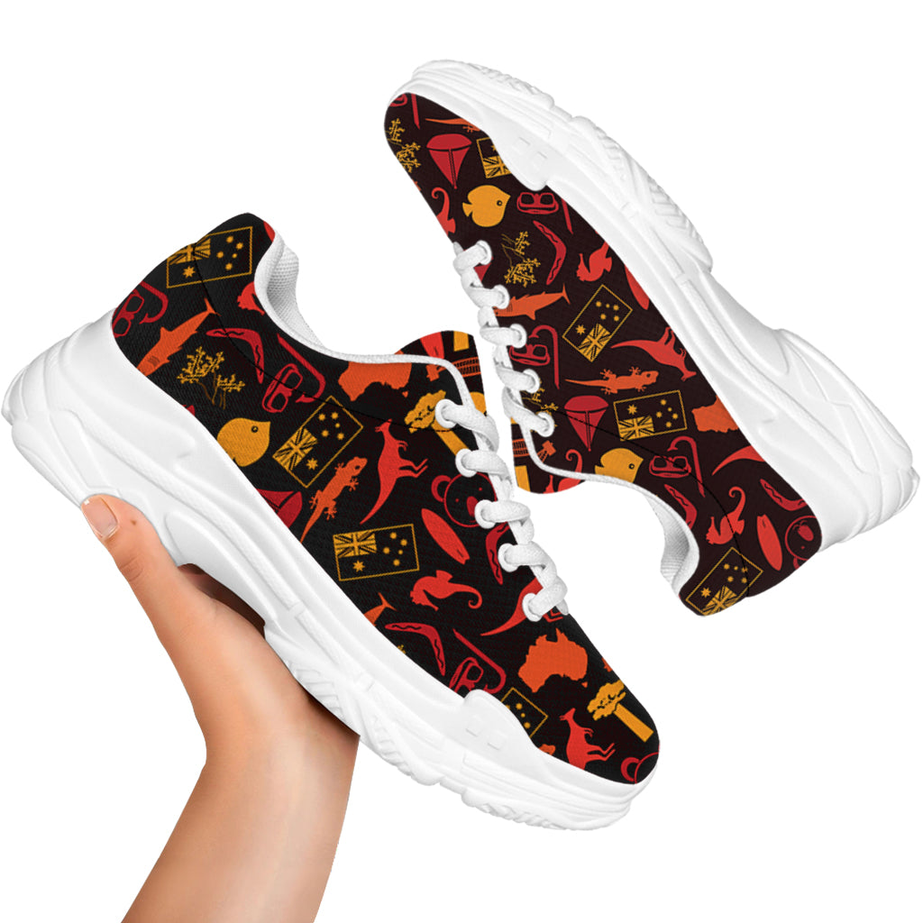 Australia Country Pattern Print White Chunky Shoes