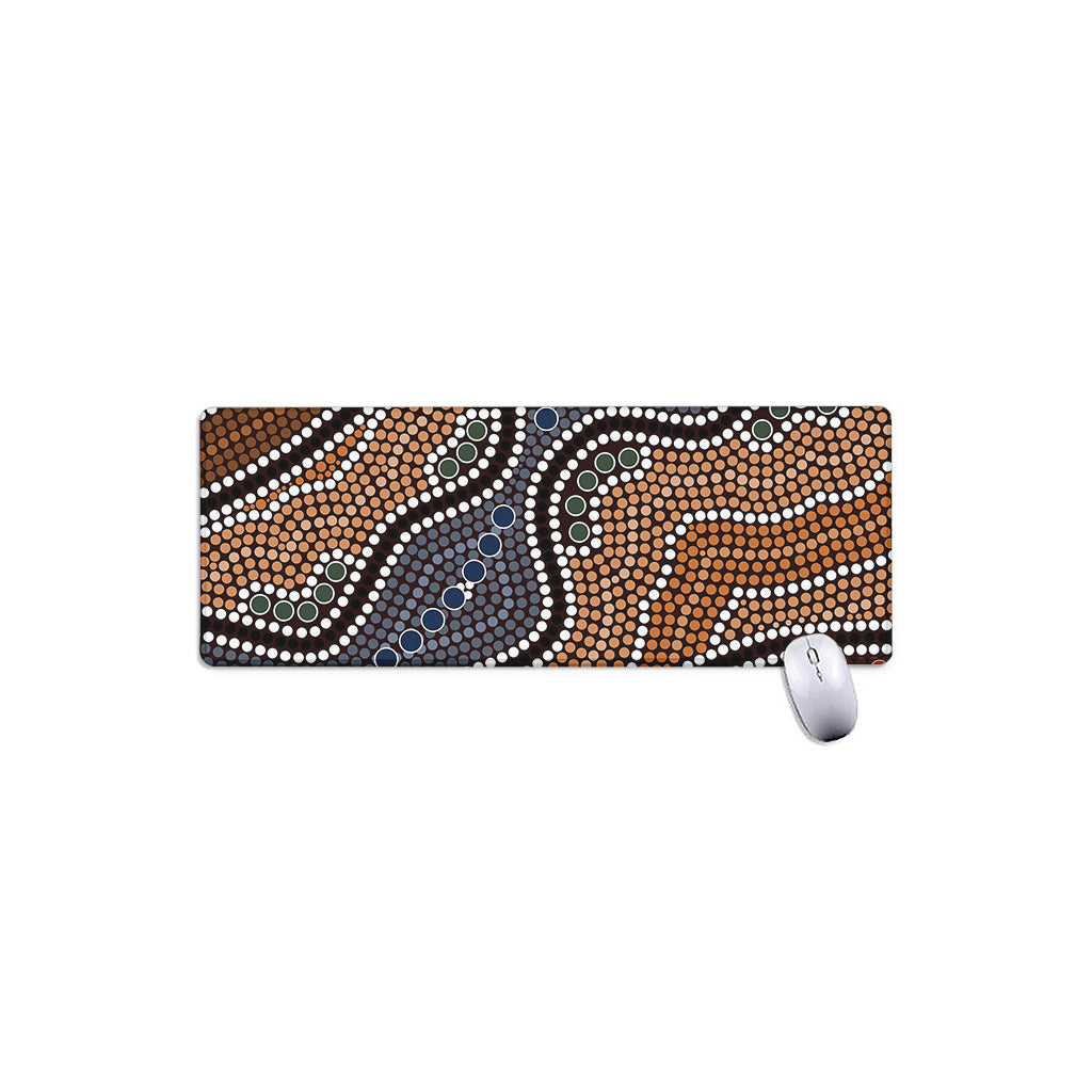 Australia River Aboriginal Dot Print Extended Mouse Pad