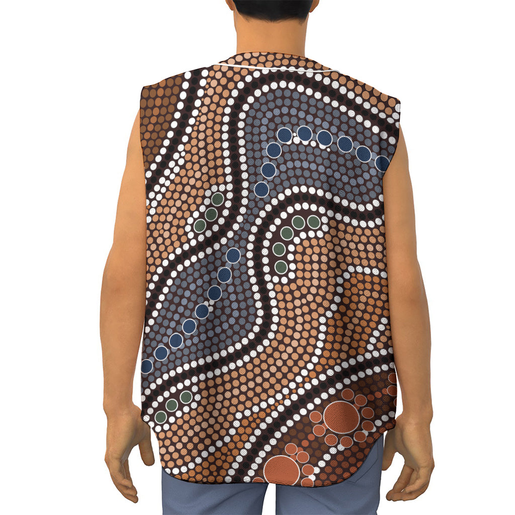 Australia River Aboriginal Dot Print Sleeveless Baseball Jersey