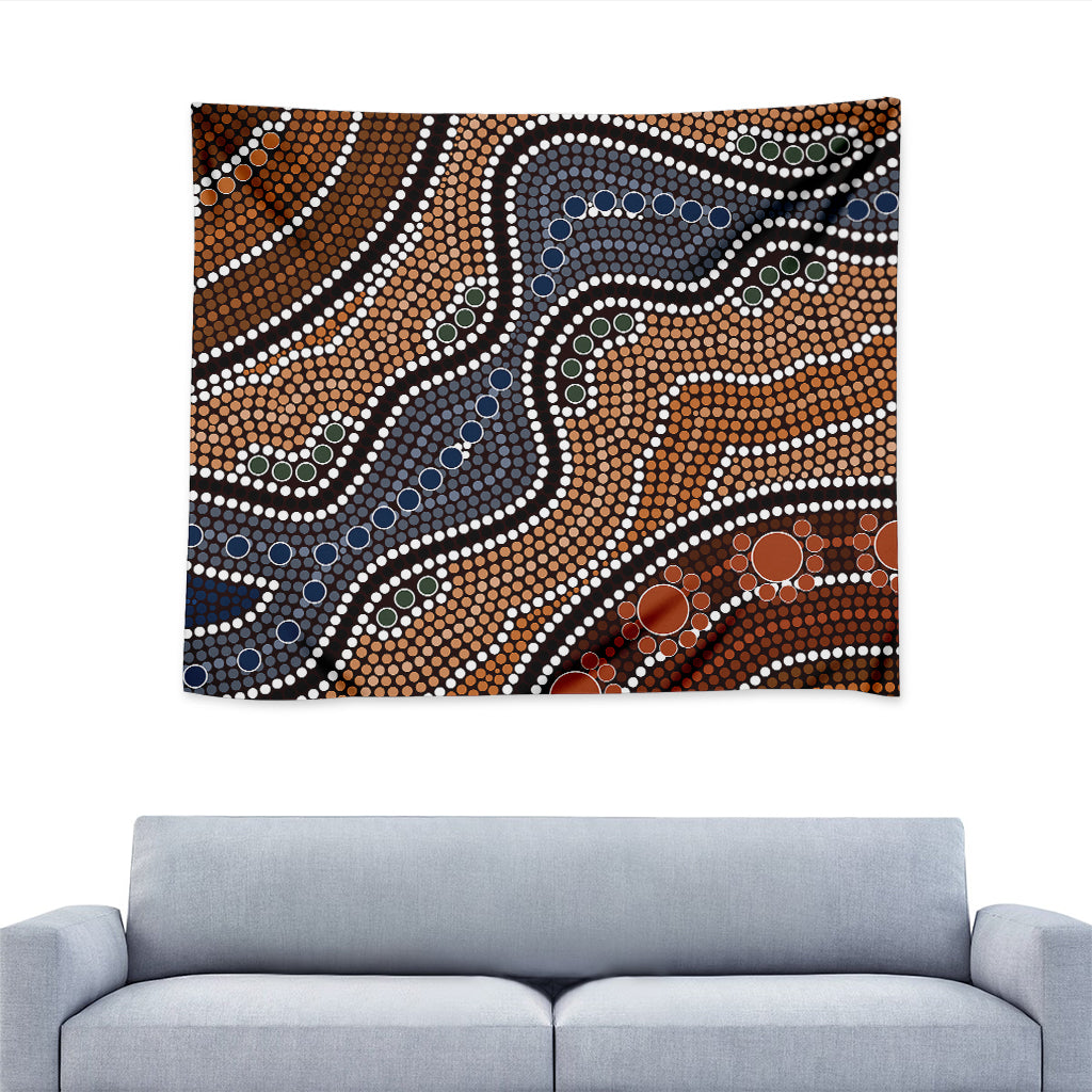 Australia River Aboriginal Dot Print Tapestry