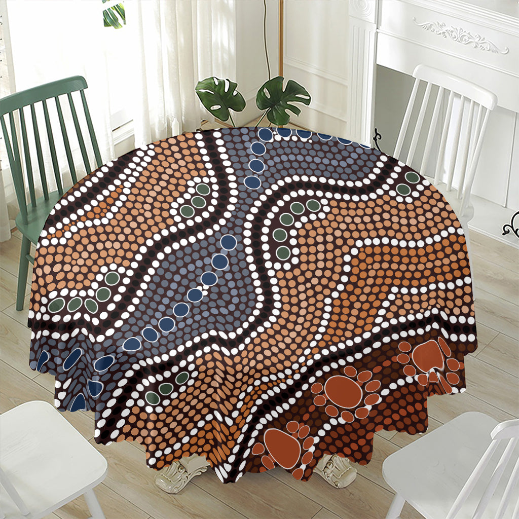 Australia River Aboriginal Dot Print Waterproof Round Tablecloth