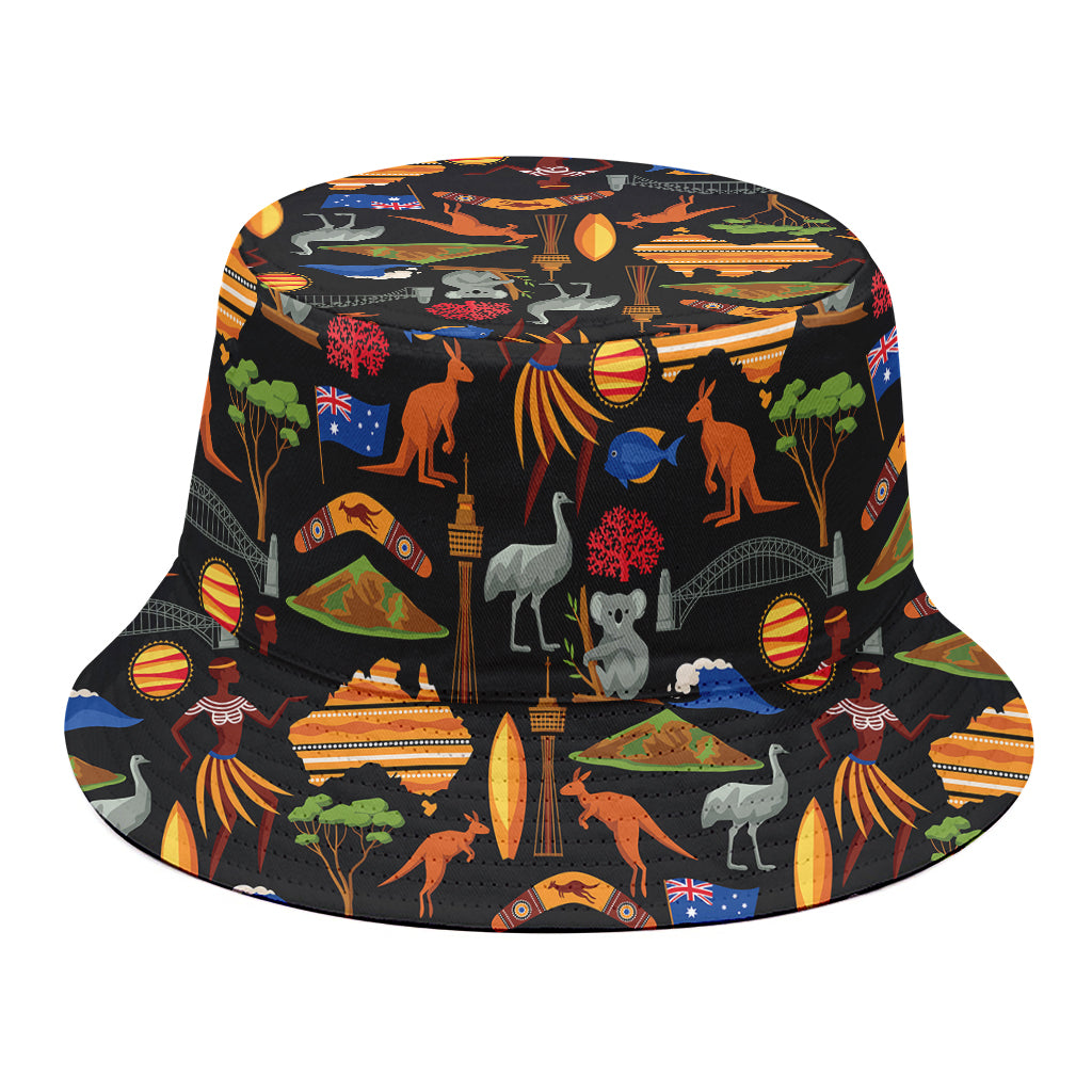Australia Symbols Pattern Print Bucket Hat