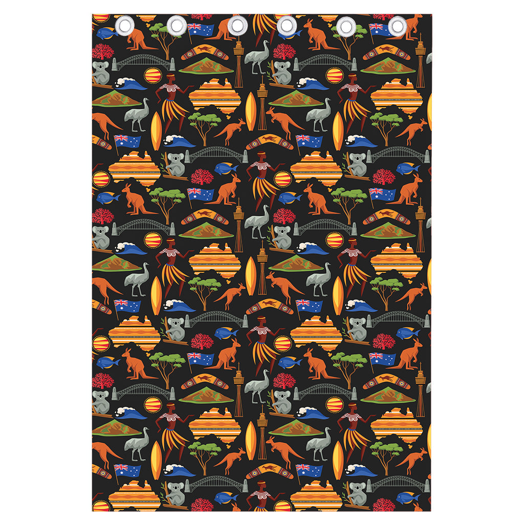Australia Symbols Pattern Print Curtain