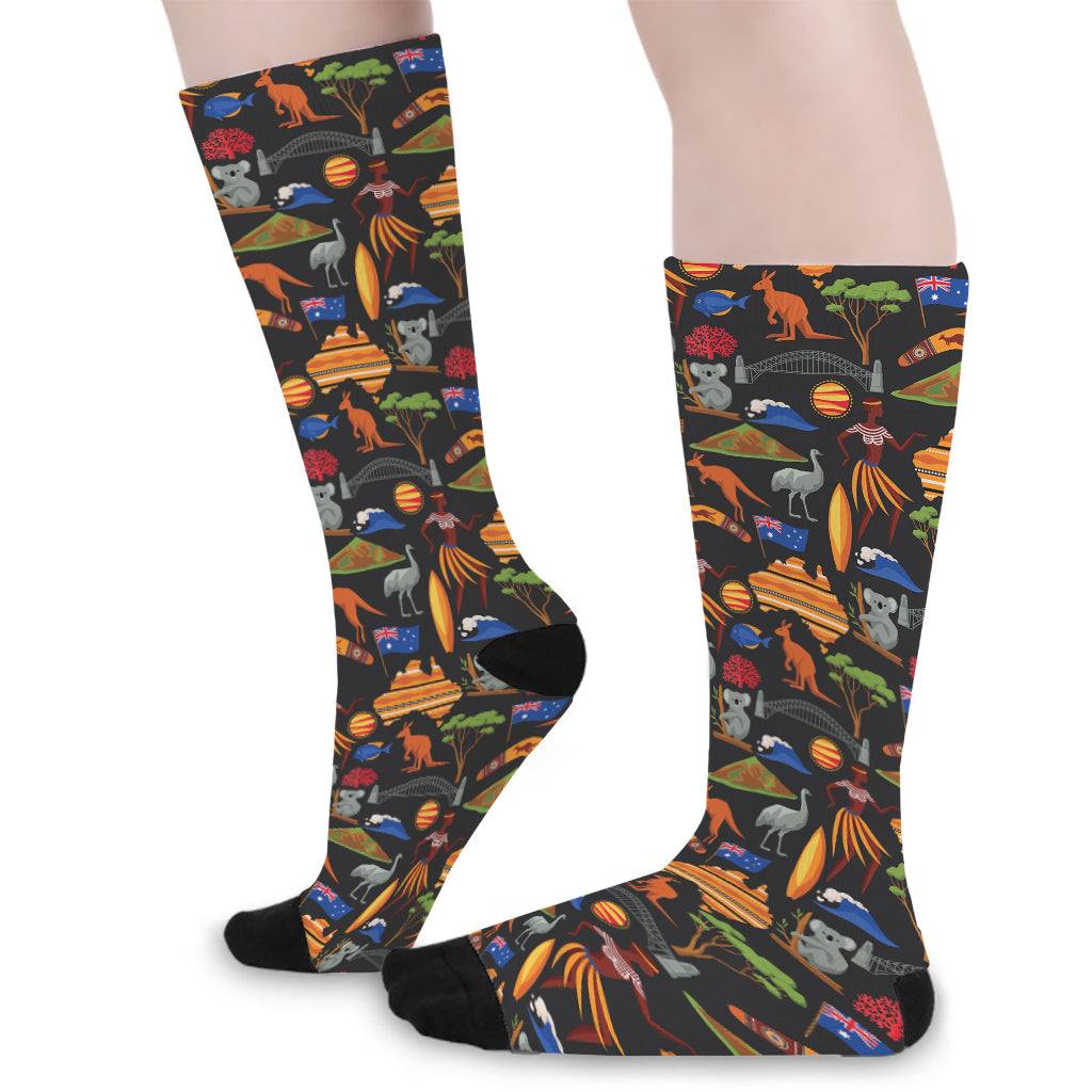 Australia Symbols Pattern Print Long Socks