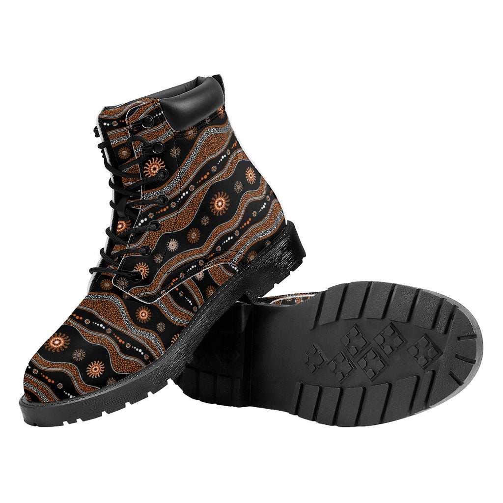 Australian Aboriginal Art Pattern Print Work Boots