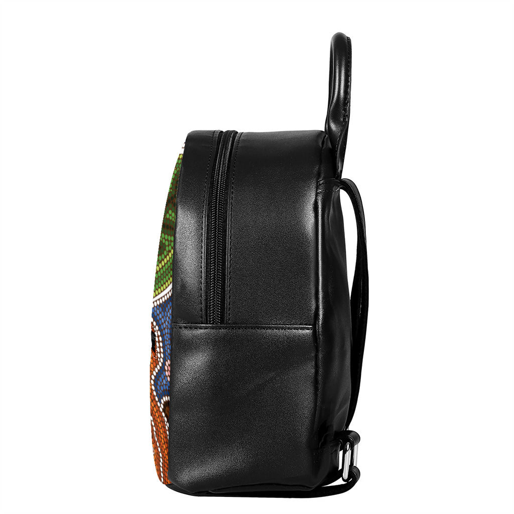 Australian Aboriginal Art Print Leather Backpack