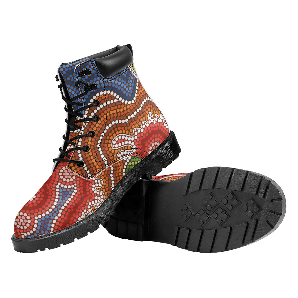 Australian Aboriginal Art Print Work Boots