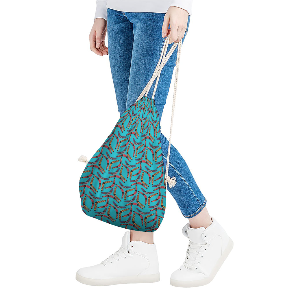 Australian Aboriginal Boomerang Print Drawstring Bag