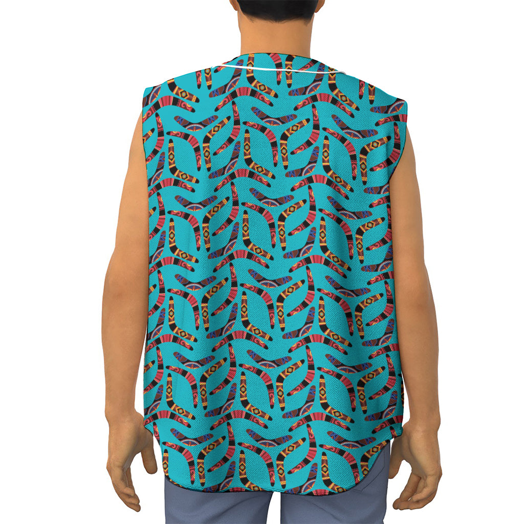 Australian Aboriginal Boomerang Print Sleeveless Baseball Jersey
