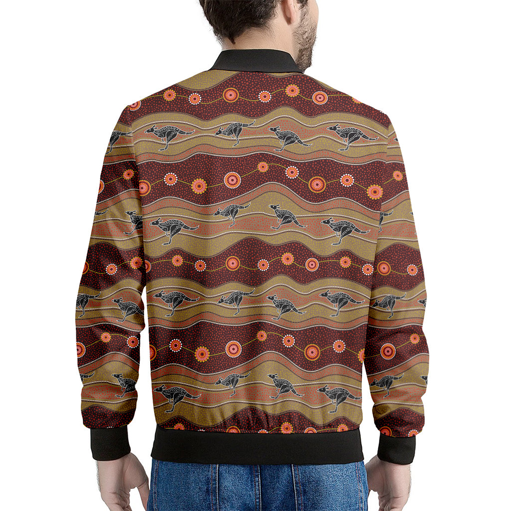Australian Aboriginal Kangaroo Print Men's Bomber Jacket