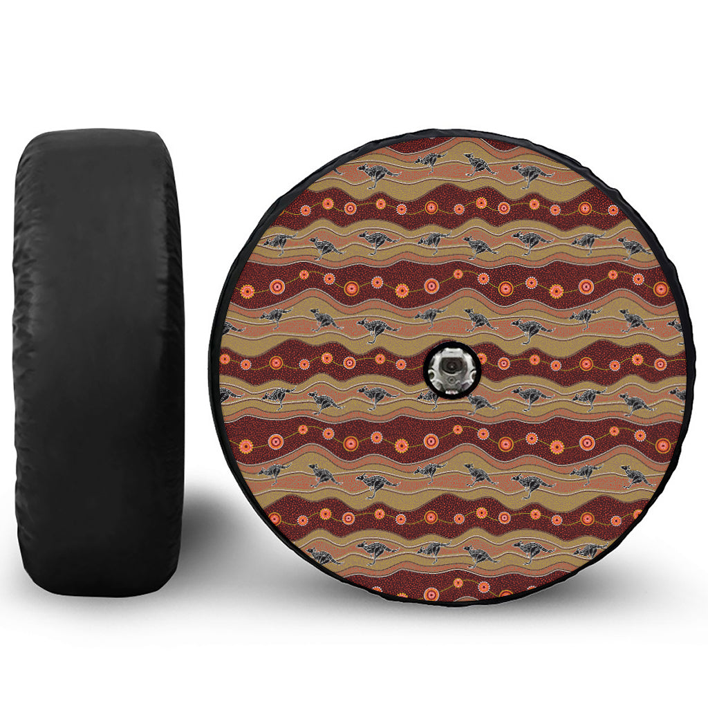 Australian Aboriginal Kangaroo Print Tire Cover With Camera Hole