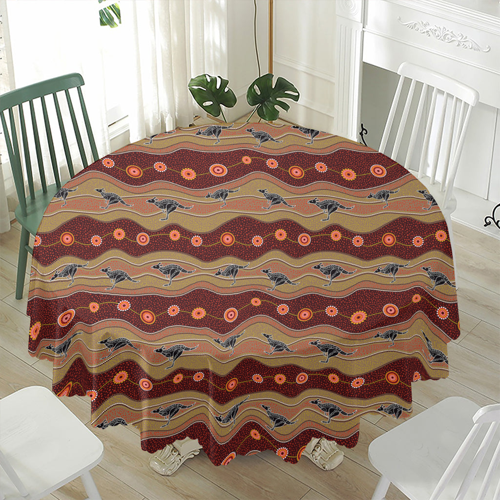 Australian Aboriginal Kangaroo Print Waterproof Round Tablecloth