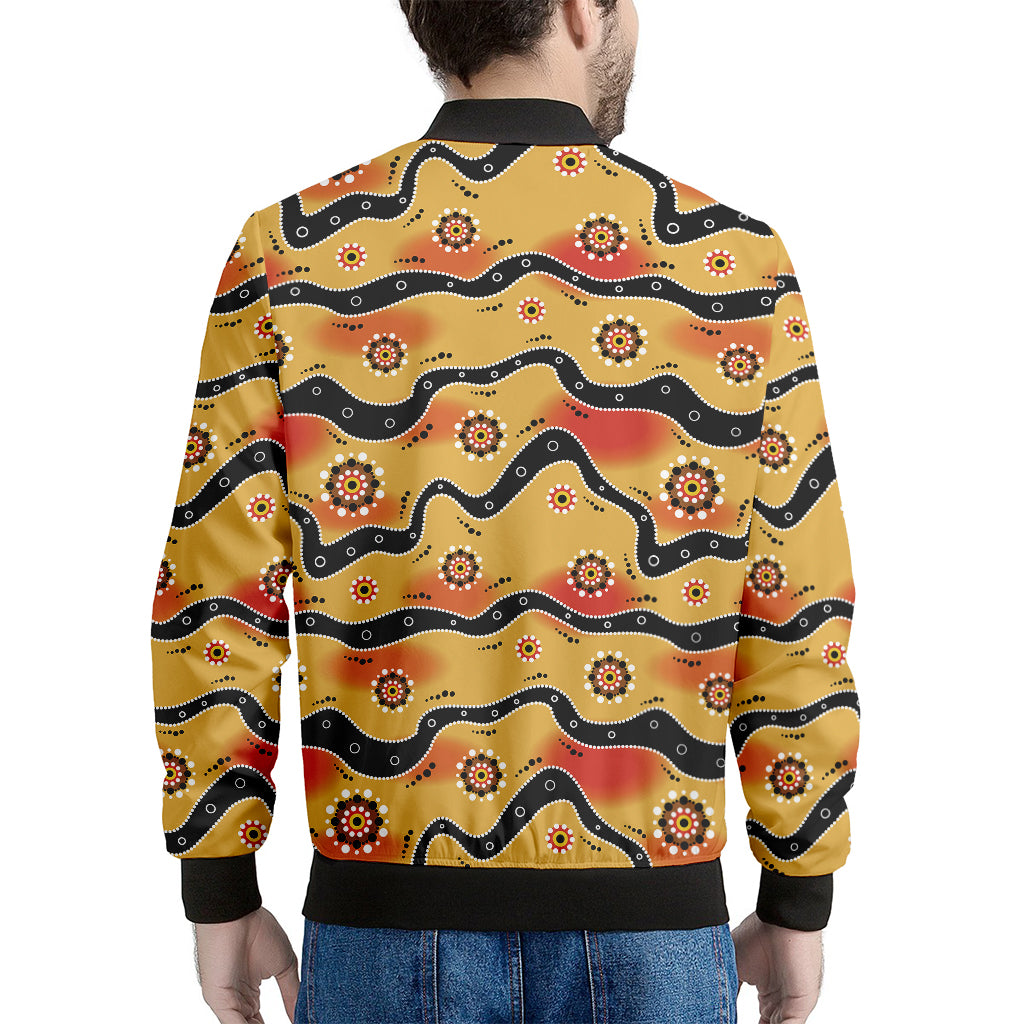 Australian Aboriginal Pattern Print Men's Bomber Jacket