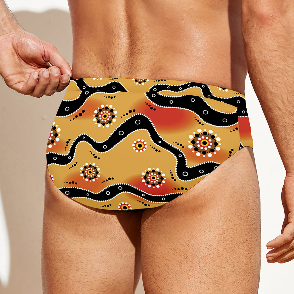 Australian Aboriginal Pattern Print Men's Swim Briefs