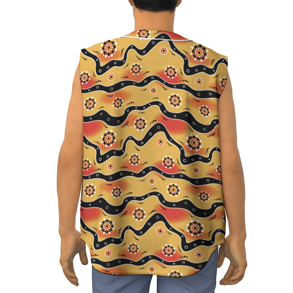 Australian Aboriginal Pattern Print Sleeveless Baseball Jersey