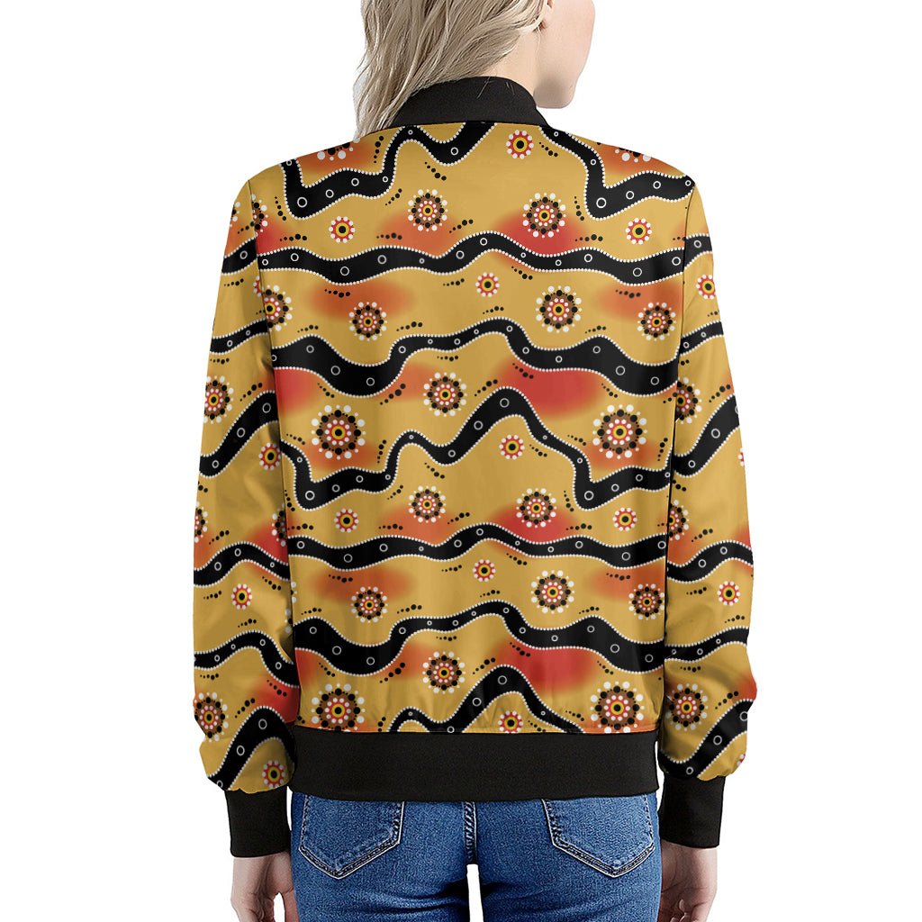Australian Aboriginal Pattern Print Women's Bomber Jacket