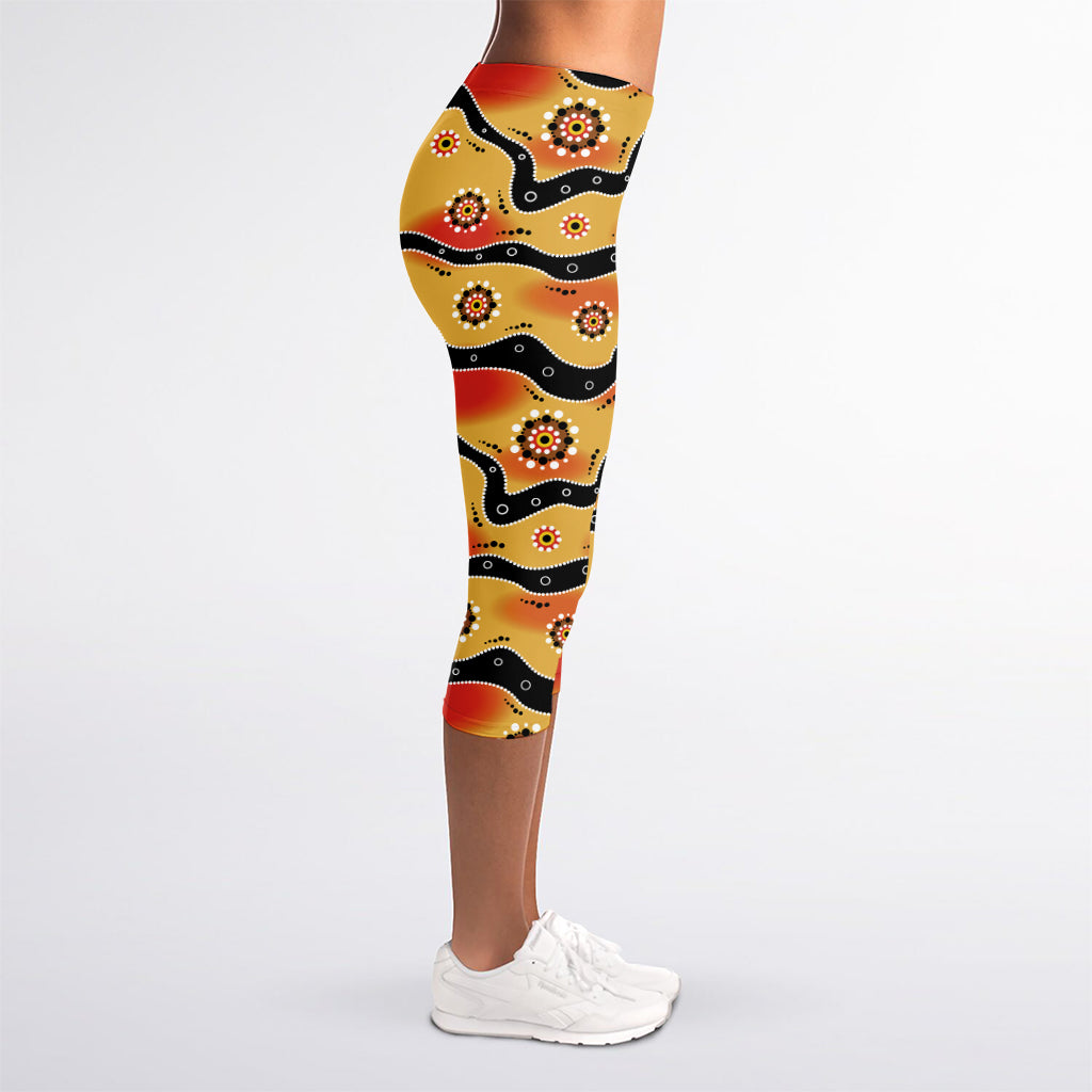 Australian Aboriginal Pattern Print Women's Capri Leggings
