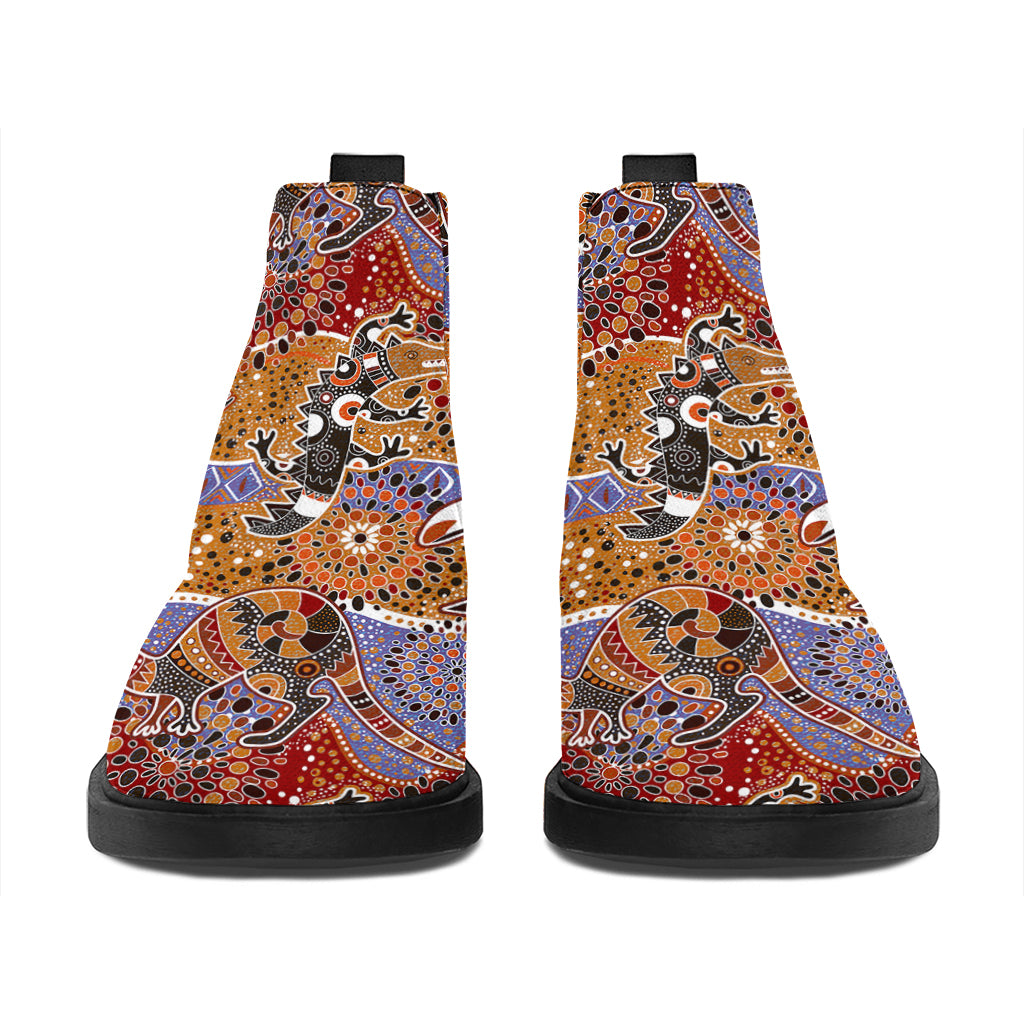 Australian Animals Pattern Print Flat Ankle Boots
