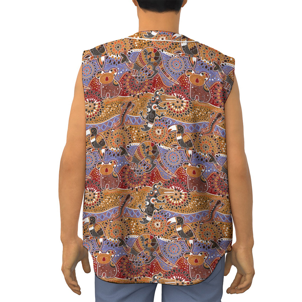 Australian Animals Pattern Print Sleeveless Baseball Jersey