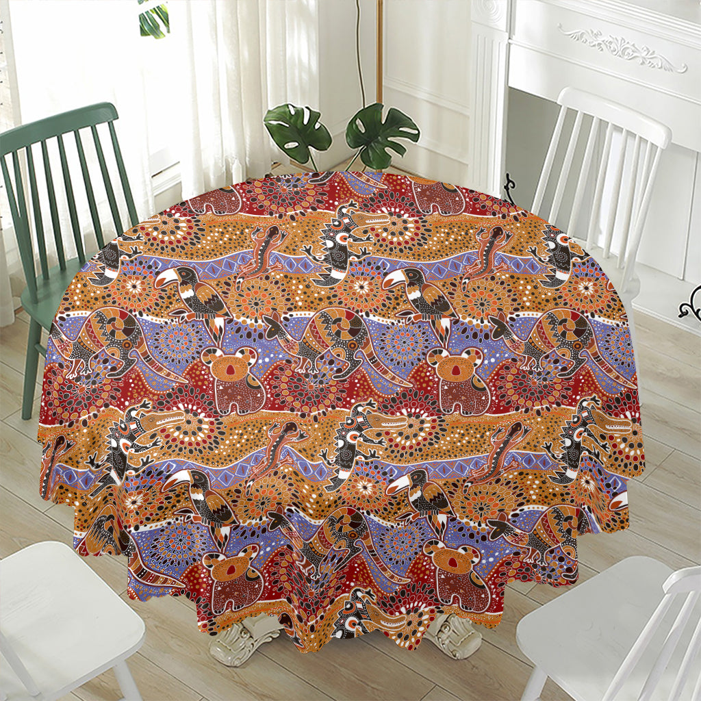 Australian Animals Pattern Print Waterproof Round Tablecloth