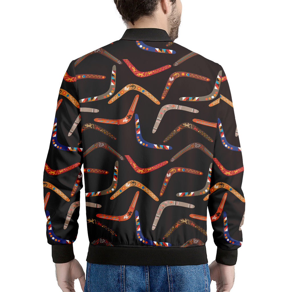 Australian Boomerang Pattern Print Men's Bomber Jacket