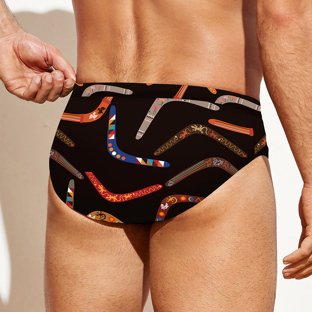 Australian Boomerang Pattern Print Men's Swim Briefs