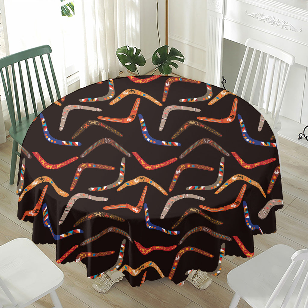 Australian Boomerang Pattern Print Waterproof Round Tablecloth