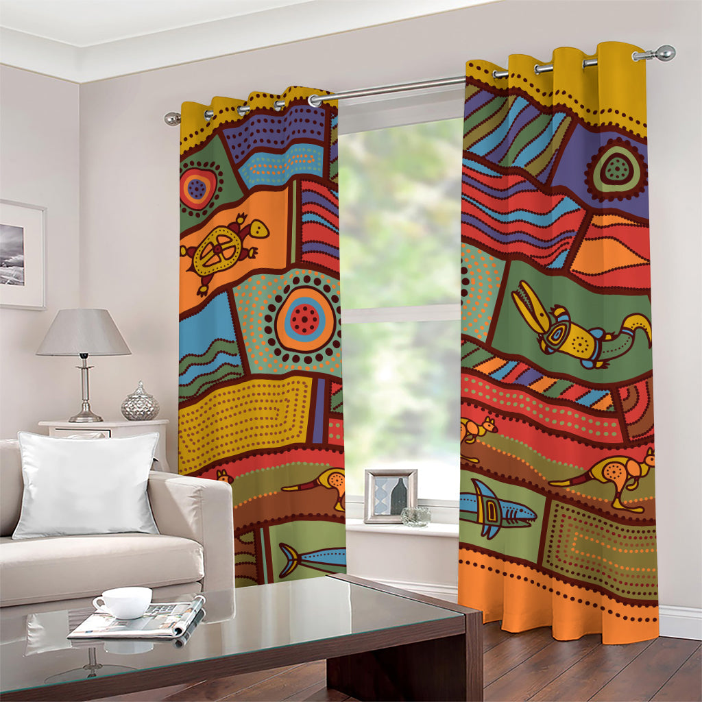 Australian Ethnic Pattern Print Grommet Curtains
