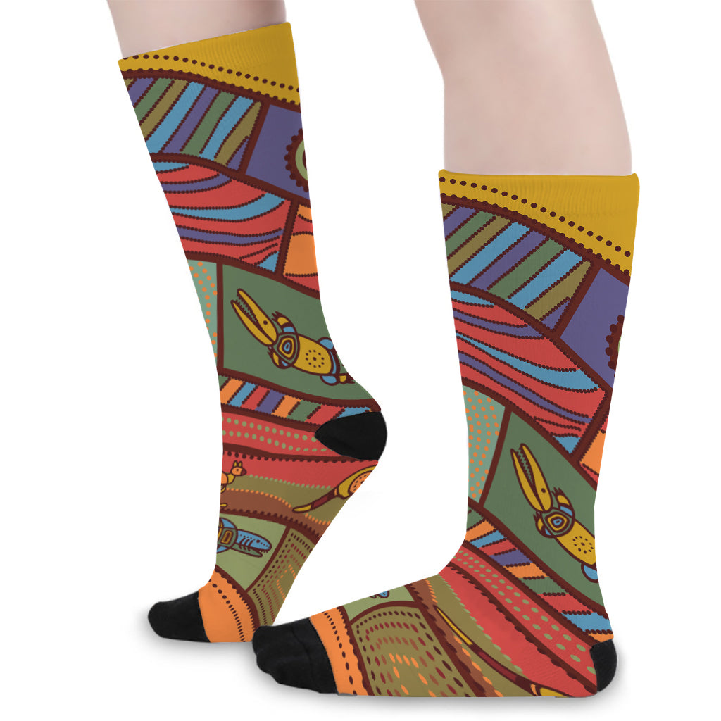 Australian Ethnic Pattern Print Long Socks