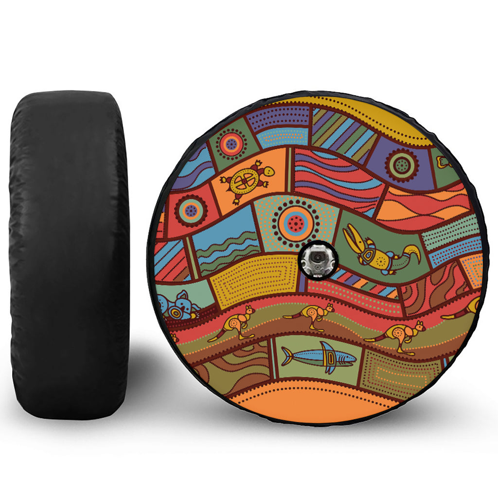Australian Ethnic Pattern Print Tire Cover With Camera Hole