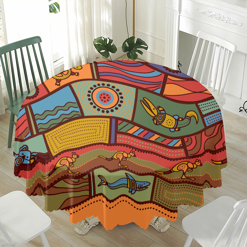 Australian Ethnic Pattern Print Waterproof Round Tablecloth