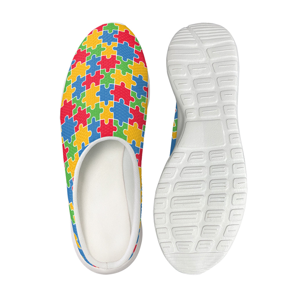 Autism Awareness Jigsaw Pattern Print Mesh Casual Shoes