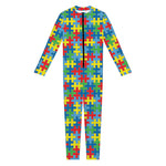 Autism Awareness Jigsaw Print Jumpsuit