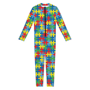 Autism Awareness Jigsaw Print Jumpsuit