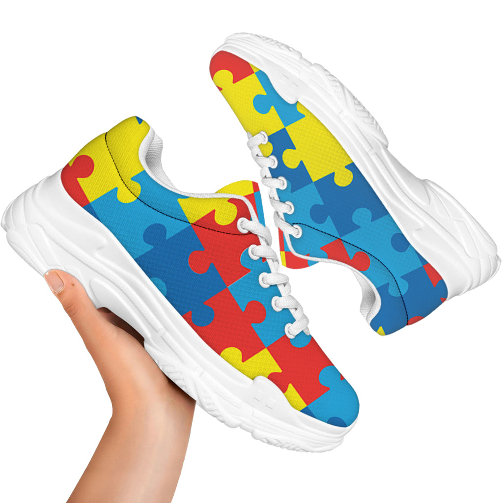 Autism Awareness Pattern Print White Chunky Shoes